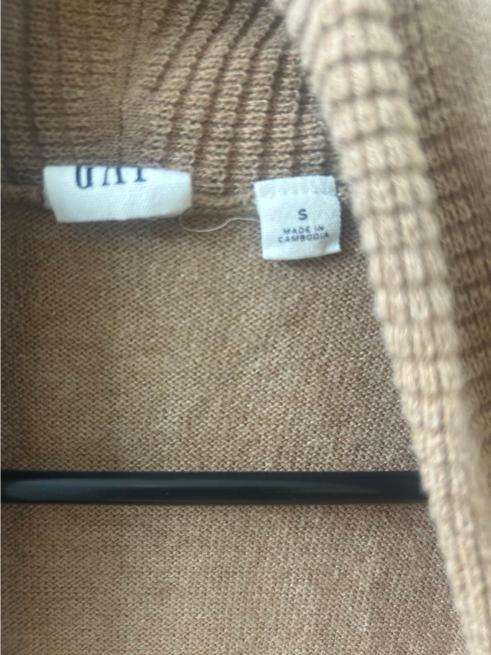 GAP Camel Open-Front Ribbed Cardigan - Picture 2 of 3